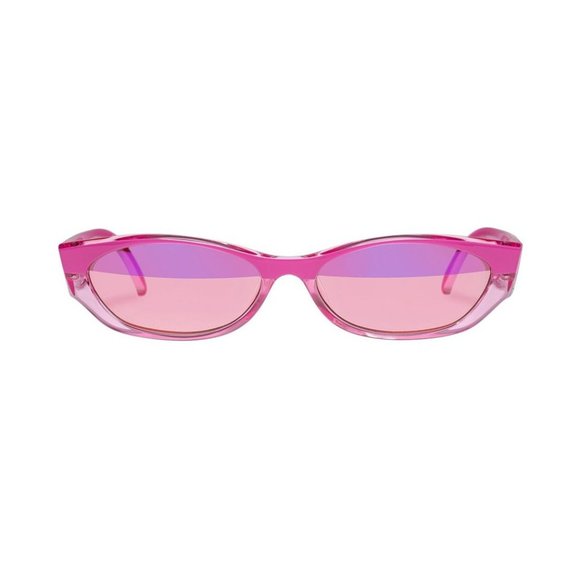 EUC Adam Selman x Le Specs The Crush pink mirror splice lens sunglasses - Picture 5 of 12
